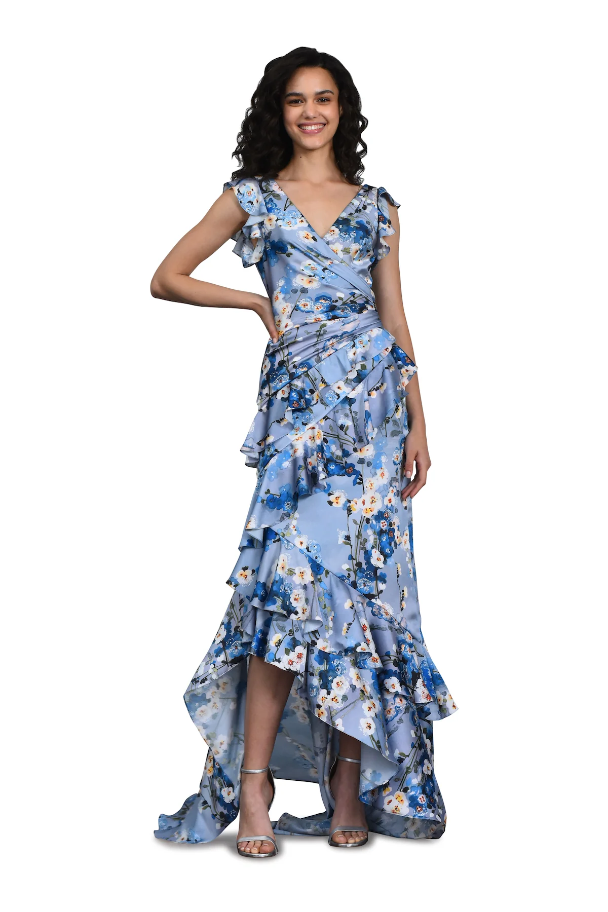V Neck Draped Gown