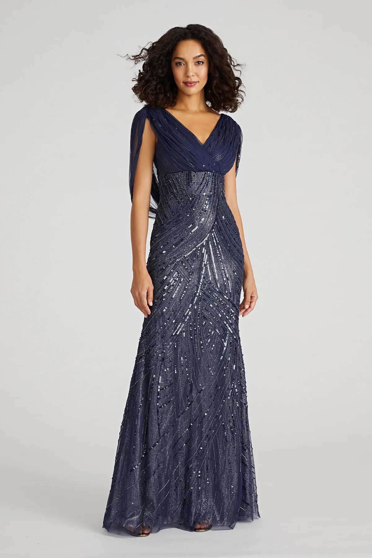 Addie V Neck Beaded Gown