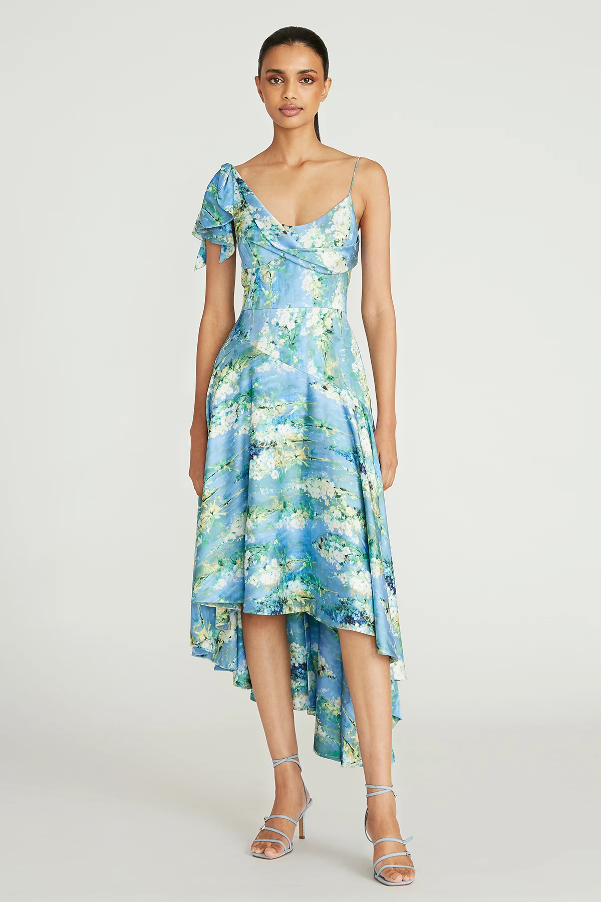 Adrian Cowl Drape Midi Dress