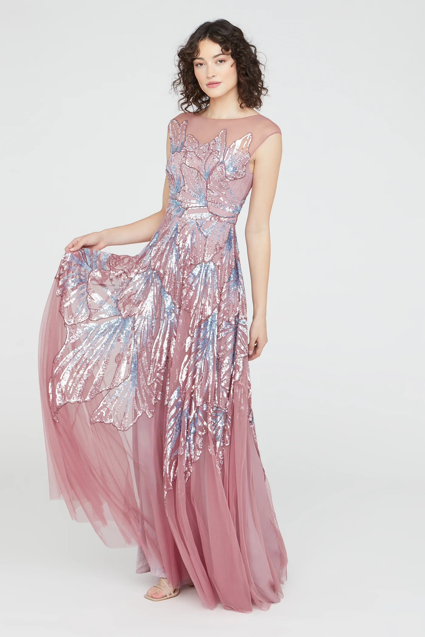 Aviana Beaded Cap Sleeve Gown - Image 3