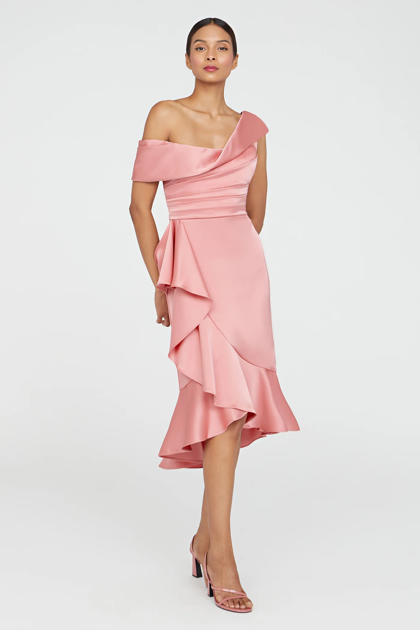 Janice Draped Asymmetric Dress - Image 3