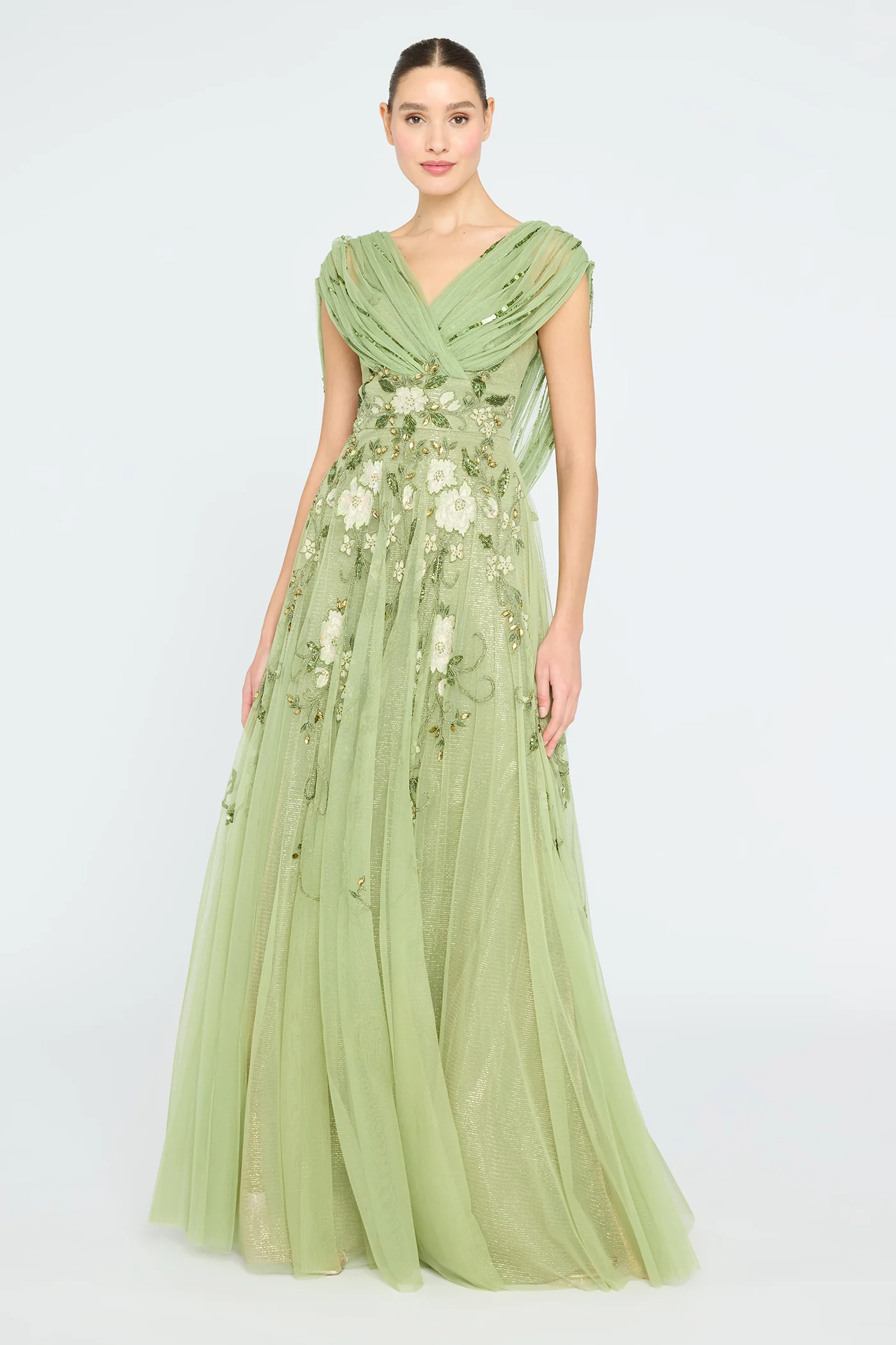Jenna V Neck Beaded Gown