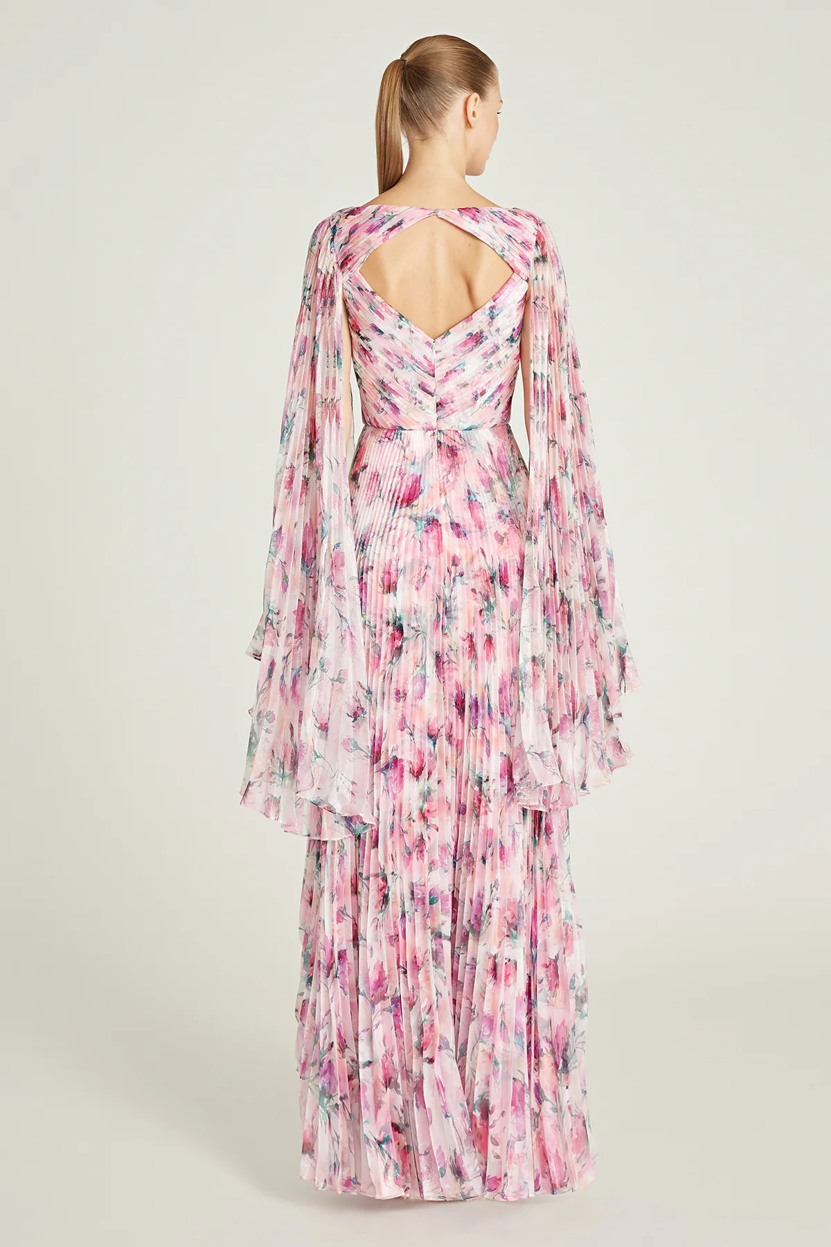 Melinda Pleated V Neck Gown - Image 3