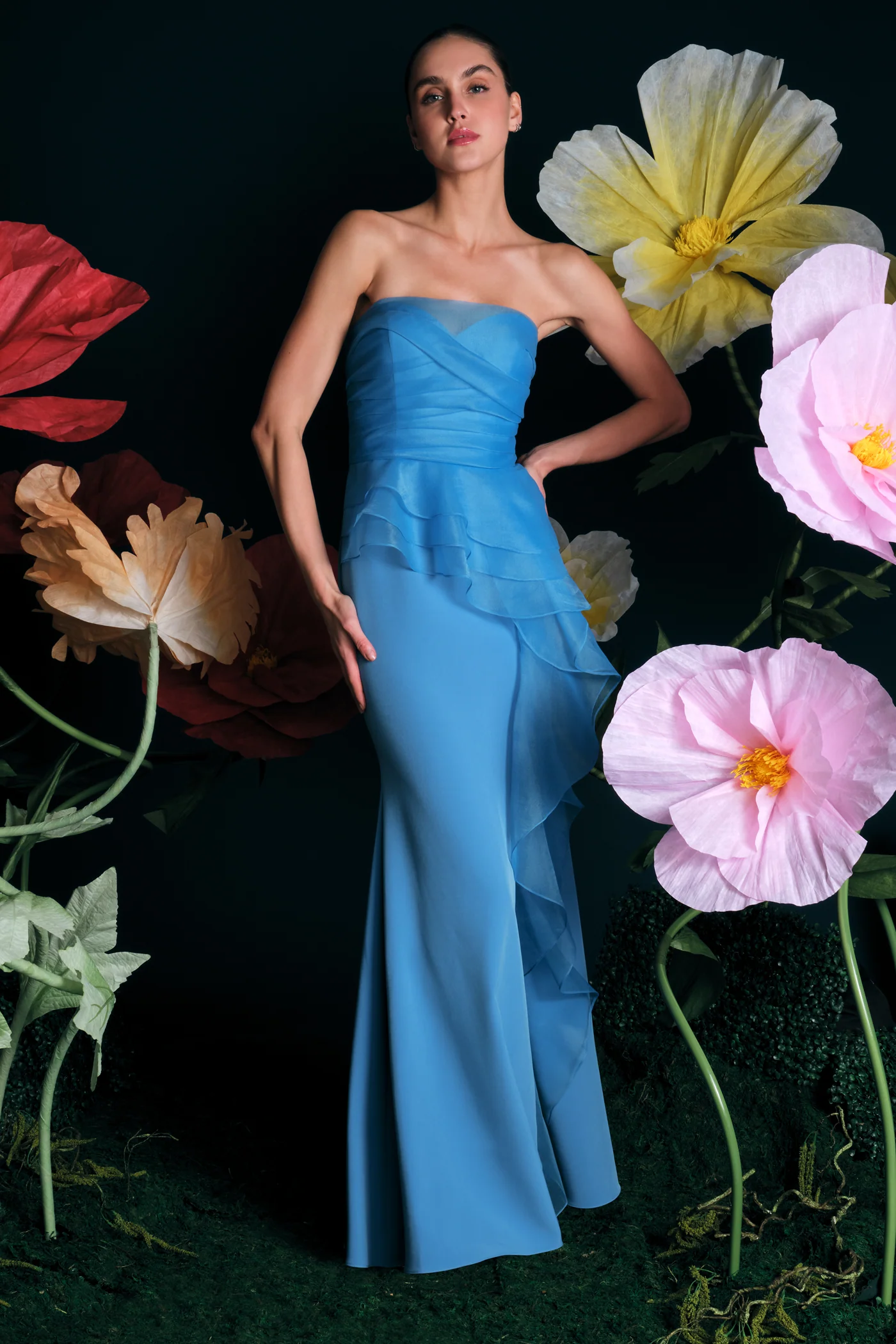 Morgan Crepe And Organza Gown - Image 2